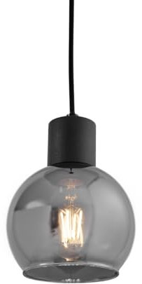 Qazqa - Art Deco Art-Deco-Hängelampe I Pendellampe I Pendelleuchte schwarz mit Rauchglas - Vidro I Wohnzimmer I Schlafzimmer - Rund - LED geeignet E27