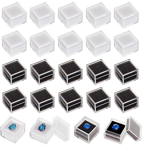 OLYCRAFT 24 Stück 2 Farben Quadratisch Kunststoff Für Lose Edelsteine Schmuckschatulle Kleine Schmuckaufbewahrung Mit Schwamm Box Für Lose Diamanten Zur Schmuckpräsentation - 2.9x2.9x2.3 cm