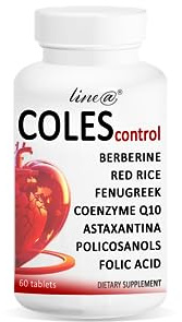 COLEScontrol Line@ | Nahrungsergänzungsmittel mit BERBERIN, ROTER REIS, Bockshornklee, COENZYM Q10, ASTAXANTHIN, POLICOSANOLEN und FOLSÄURE | 60 Tabletten | 2 MONATE