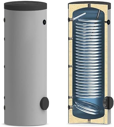 Bollitore SLIM per pompa di calore da 300 litri con scambiatore fisso per produzione di acqua calda sanitaria