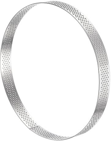 sourcing map Anillos pequeños de acero inoxidable para tartas, anillos perforados para mousse de cocina, para hornear, resistentes al calor, 18 cm de diámetro, 2 cm de altura, para pasteles, postres,