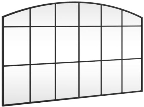vidaXL Wandspiegel Schwarz 100x60 cm Gewölbt Eisen