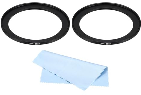 PATIKIL Anillo de conversión metálico de 72mm-86mm con paño de Limpieza, 2 uds adaptadores de Filtro de Anillo de Aluminio para Lentes de cámara, Negro