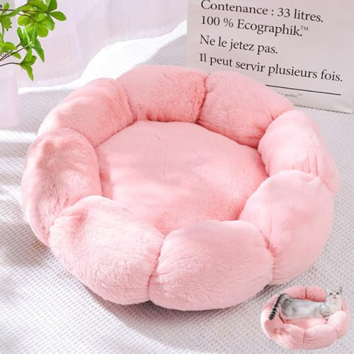 DOTBUY-SHOP Cuccia Cane Peluche Cuccia Gatto e Cane Cuscino per Cani, Forma di Fiore Lavabile Cuscino per Animale Domestico Interno, per Cani Gatti Gattino (50cm,Rosa)
