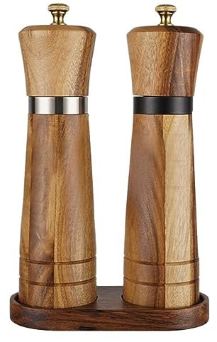 PIPONS Salz und Pfeffermühle Salz- Und Pfeffermühlen-Set Aus Holz, Streuer, Einfach Einstellbare Keramik-Grobheit, Nachfüllbar Dressing Gewürzspender