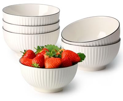 NUTRIUPS Müslischalen Set Kleine Schalen Dessertschalen 750ml Müslischale weiß Suppenschüssel 15.2cm Salatschüssel Keramik (6er Set)