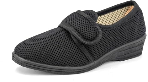 JOMIX Orthopädische Hausschuhe Damen Senioren Warm Gesundheitsschuhe Frauen Diabetiker Schuhe Senioren Hallux Valgus Schuhe Herren Indoor (Schwarz 40 EU, ITD1892)