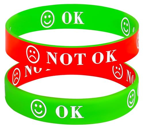 Lot de 2 bracelets en silicone - Périmètre de 18 cm - Ressources émotionnelles pour enfants - Gestion de la colère - Jouets de faveurs - Fournitures scolaires - Bracelet de santé mentale - Bracelets