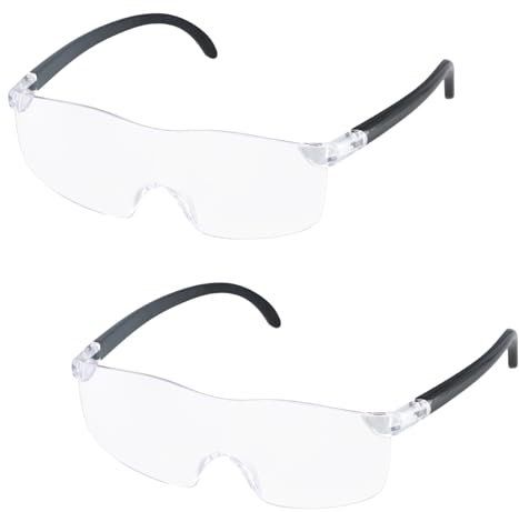 2 PCS Lesebrille Anti Blaulicht, Lupenbrille 300%, Vergrößerungsbrille, Hands Free Ultraleichte Lupen für Brillen, Kopflupe Brille, Brillenlupe für Ältere Lesen Arbeiten Handwerk Reparieren