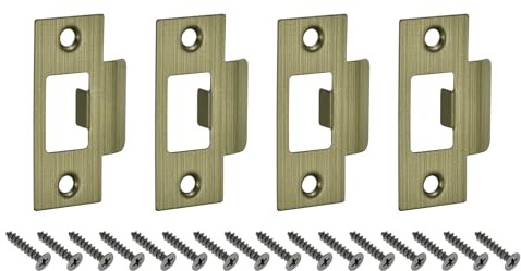 QUARKZMAN 4pcs Placa de Golpe de Puerta, Placa de Cierre de Seguridad con Kit de M4 Tornillos en Forma T de Acero Inoxidable para Refuerzo de Marco de Puerta, 70x40.3mm, Tono Bronce