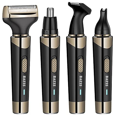 BAESS 4-in-1 Nasenhaarschneider - Wiederaufladbar - Ohr & Augenbrauen Trimmer - Nasen Trimmer Kabellos - Nosetrimmer - Schmerzfreier Nasenhaartrimmer für Männer & Frauen