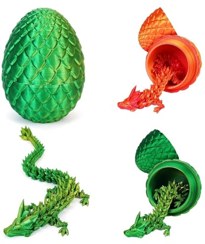 DAYIsjz 3D Gedrucktes Drachenei 2 Stück Kristall Drache Mit Drachenei Realistische Beweglicher Drachen Figuren Dracheneier Mit Drachen Im Inneren Für Erwachsene Kinder Ostergeschenke Spielzeug