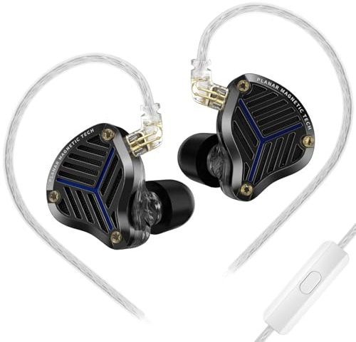 KZ PRX Planar Driver HiFi Eabruds, auriculares KZ Hi-Res para audiófilos. Auriculares intraurales de 0,75 mm para Live/Juego/Deporte (con micrófono, negro)