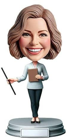 mydedor Individuelle Wackelkopf-Figur, individuelle Puppe, Lehrerin, benutzerdefinierter Wackelkopf, Wackelkopf-Figuren, handgefertigt, personalisierte Skulptur, Geschenk für Frauen