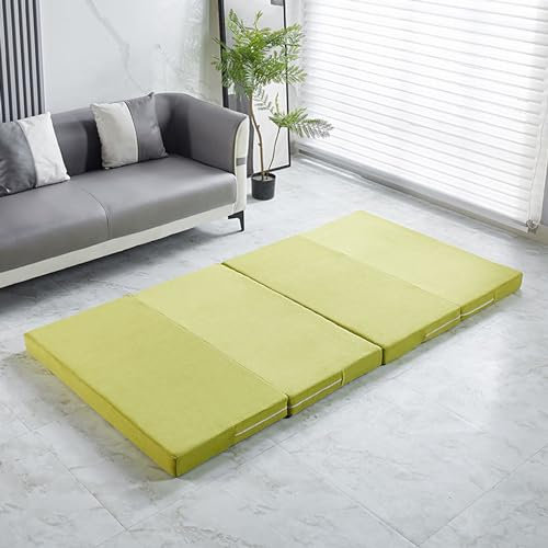 Tragbare Klappmatratze, doppelte, rutschfeste Bodenmatratze mit waschbarem Bezug, Gästematte, Schlafsofa, Couch, für Reisen, Camping, Auto, Grün (200 x 80 x 8 cm)