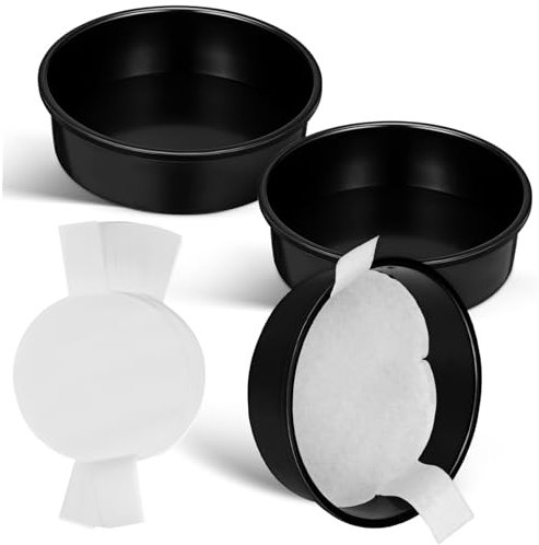 Amosfun 3 Redondos De 8 Pulgadas Antiadherentes Negros De Para Hornear Pasteles Kit Para Hornear