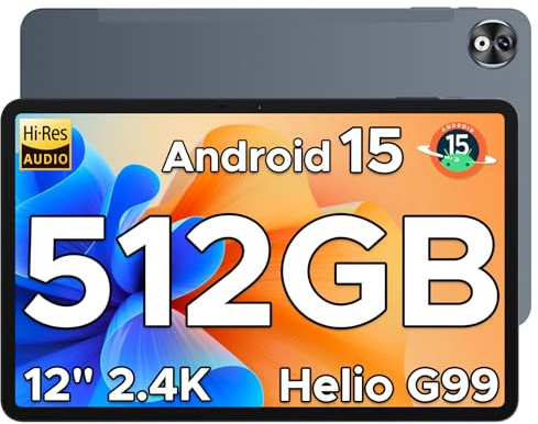 DOOGEE T40 PRO Android 15 Tablet 12 Zoll Helio G99, 20GB RAM 512GB ROM(2TB TF), 4G LTE,10800mAh Akku, 2.4K Display Tablet mit SIM Card Slot, 16MP+8MP 4G Dual SIM/5G WiFi/GPS/Widevine L1