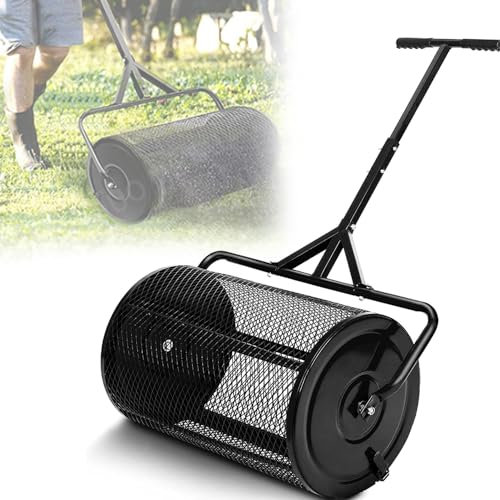 QLSABIA Spandiconcime Multiuso, spandiconcime per Compost, spandiconcime per Torba con Manico a T Regolabile, spandiconcime per Prati e Giardino, nero-32 cm*60 cm