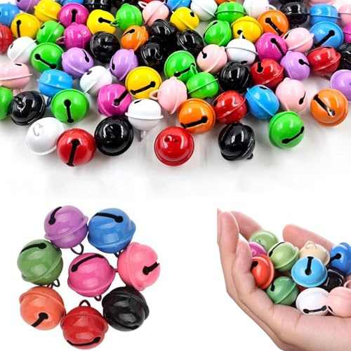 Buntes Glöckchen-Set 24-teiliges 22 mm Durchmesser, 12 Farben, mit Ösen, for Crafts, Jewellery, Festival Decoration, Pet Bells