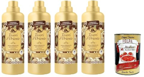 Italian Gourmet Ammorbidente concentrato Weichspüler Vanille 4 x 760ml | Profumo zenzero Madagascar, microcapsule preziose; für langanhaltende, Gesamtnettogewicht 3,04 L + Kostenlos Polpa 400g