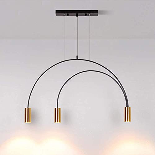 3- Spotlight a Sospensione Leggera E27 Tavolo da Pranzo a Sospensione Light Nero Gold Dining Room a Sospensione Lampada per Camera da Letto arcuata Moderna Lampada Iron Cucina Sospensione ALTENZA