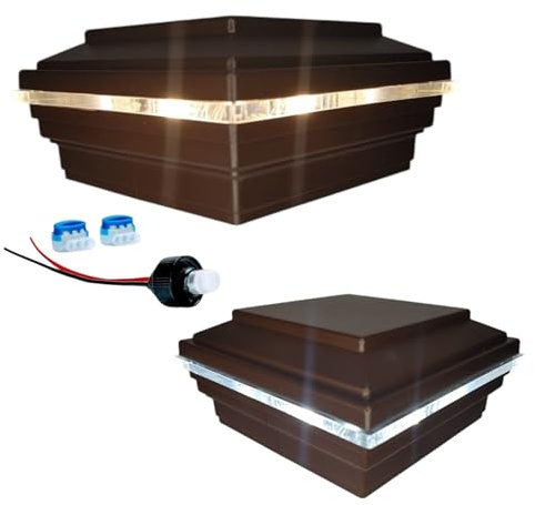 DekLights® 12volt LED Lighted Cap for Trex Deck Post Sleeves. Our Glass Edge Style with Replaceable LED. Transcend railings. Trex Vintage Lantern. Made in USA