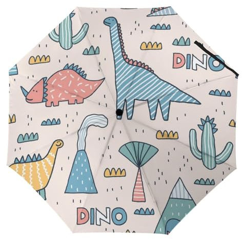 YBQLNP Kompakter Reise Regenschirm Dinosaurier Taschenschirm Automatisch Auf Und Zu Faltbarer Sonnenschirm