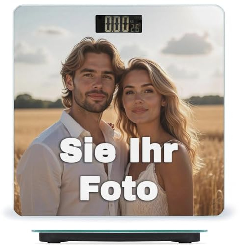 Personalisiert Personenwaage Digital, Körperwaage mit Hochpräzisions-Sensoren mit Foto/Text/Logo, mit LCD-Anzeige, Rutschfeste Gummi-Unterseite, Digitale körperwaage, geschenke