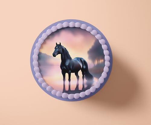 CGD – Essbare Tortenaufleger aus Fondant oder Esspapier – Perfekt für Pferde-Liebhaber – Dekorative Kuchendeko für Geburtstag, Party & besondere Anlässe - Pferde 2 (Esspapier)