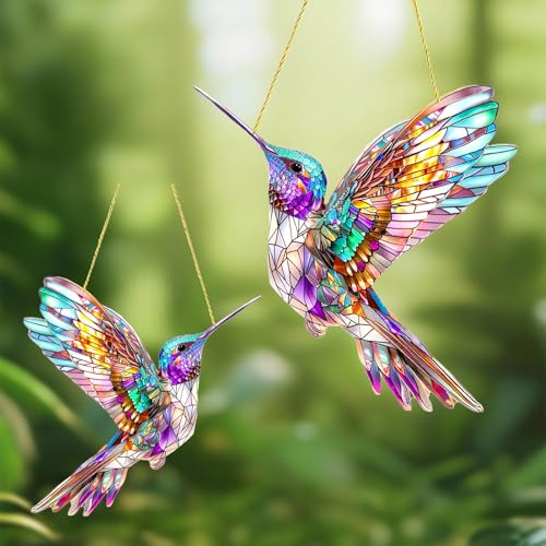 CUVZORA Set di 2 acchiappasole prismatico in acrilico, decorazione per finestre appese, accessorio da giardino per amanti degli uccelli, ideale per abbellire il vostro spazio esterno (C)