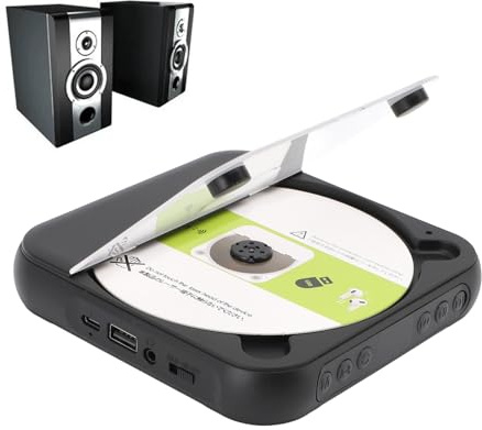 Sxhlseller Reproductor de CD Portátil, Reproductor de CD de Escritorio Bluetooth 5.3 con Auriculares, Altavoces Dobles de Estilo Retro Boombox, los Reproductores de Música Admiten Entrada