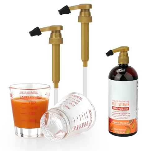 Aieve Shot Glass Set Compatible with MaryRuth's Liquid Multivitamin 30 fl oz Bottle, Measuring Cups With Ounce Pump Dispenser for Mary Ruth Multivitamin Hair Growth 30 fl oz