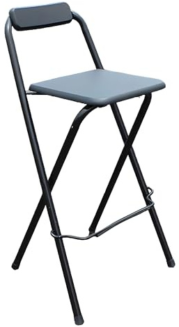 Sgabello Da Bar Pieghevole 60/65/70/75 Cm, Nero Sgabelli Alti Da Cucina con Schienale e Poggiapiedi(60cm/24in)