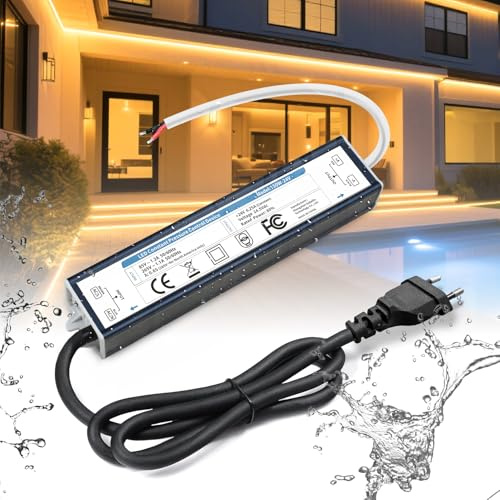 BRIMETI LED Trafo 24V 150W Wasserdicht IP67 Outdoor LED Netzteil 6.25A Mit Stecker Treiber Transformator AC 230V auf DC 24V Außenbereich Dünner Schaltnetzteil Kompakter Konstantspannung für Streifen