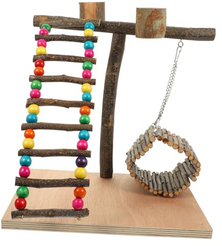 HANABASS Papageiensitzplattform als Interaktiver Vogelspielplatz und Dekorativer Vogelsitz für Papageien und Haustiervögel zur Tischdekoration und Spielspaß