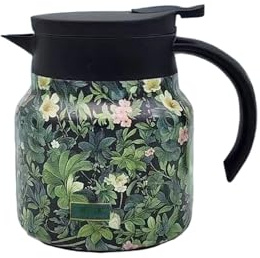 Infinite Tea Pot with Infuser, 316 Stainless Vintage Floral Pattern Teapot, One-Hand Pour, Detachable Infuser Kettle (Green)