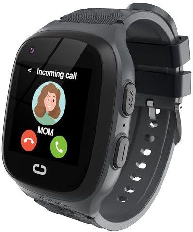 Tixpc 4G Kids Smart Watch with GPS Tracker Location Video Call Cell Phone SOS Calling Voice Chat Touch Screen Camera Alarm Clock Smartwatch Gifts for Age 5-12 Kids (Black)
