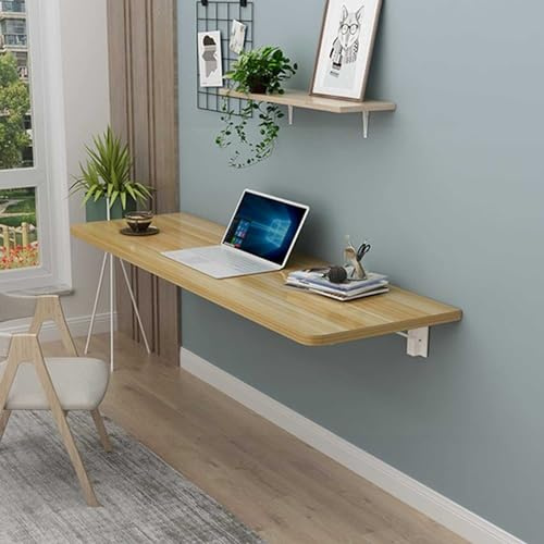Escritorio plegable de pared para laptop, estación de trabajo que ahorra espacio para habitaciones pequeñas, ideal para dormitorio, oficina en casa y balcón, diseño elegante y funcional
