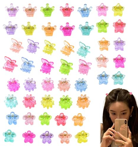 50 pièces Mini Pince a Cheveux, Pince Cheveux Femme Fille Enfant, Multicolores Barrette, Petite Pinces à Griffes de Cheveux en Plastique pour Bébé Filles Enfants et Femmes