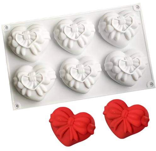 YGCHEN Stampo in Silicone Cuore con Fiocco, Stampo per Pasticceria per Cioccolatini, Mousse e Glassature - Ideale per San Valentino e Matrimoni, Accessorio Indispensabile per Dolci d'Amore