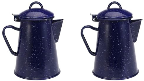 Janasiba 2 X 1,2 l smaltate caffettiera a mano, bollitore elettrico, decorazione stellato, blu