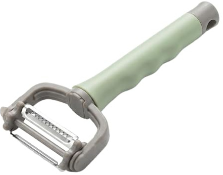 Pelador Patatas y Cortador de Verdura 3 en 1, Rallador de Cocina Multifuncional de Acero Inoxidable Cuchillo de Fruta Incorporado, Pelador de Verduras Ergonómico y Antideslizante para Zanahoria