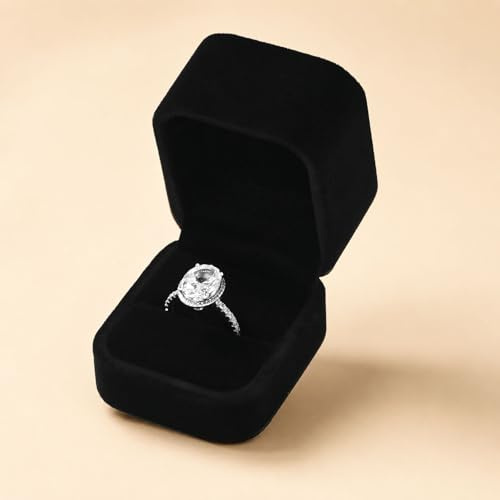 Oirlv Schwarz Samt Ring Box Ringschatulle | Edle Ringbox mit Samt. Ideal für Verlobung & Hochzeit