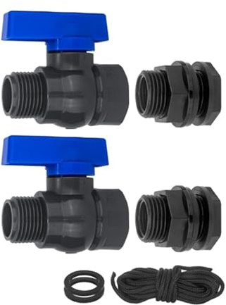 kmgfsd Conjunto de grifo de doble tanque de agua con materiales de PVC duraderos y universales para drenaje al aire libre, accesorios universales para barriles de lluvia