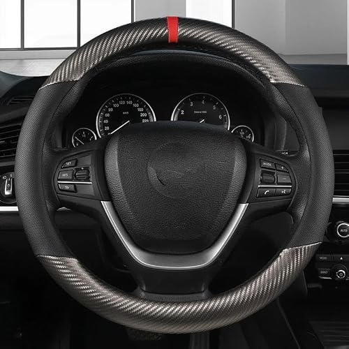Tryagat Lenkradbezug für Audi A3 Sportback 8V 2012-2020, Lenkradhülle Carbon Optik Auto Lenkradschoner rutschfest Lenkradmuffe Atmungsaktiv Griffschutz,Grau-O-Shape
