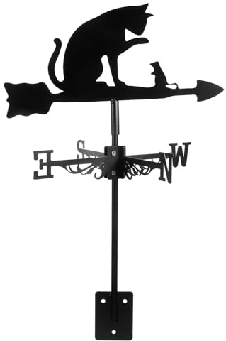 INOOMP Banderuola Segnavento Gatto Indicatore Direzione Vento Facile Installazione in Acciaio Inossidabile Nero Design Decorativo Elegante e Resistente per Giardino