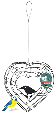 Erdtmanns Futterherz grün – Metallhalter für Meisenknödel ohne Netz – wetterfest & umweltfreundlich – Futterspender zum Aufhängen – dekorativer Vogelfutterhalter für Garten & Balkon
