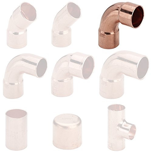 Fittingstore - Kupfer Lötffinge Bogen Winkel Muffe Kappe T-Stück verschiedene Größen (Bogen 90° i/i - 18 mm)