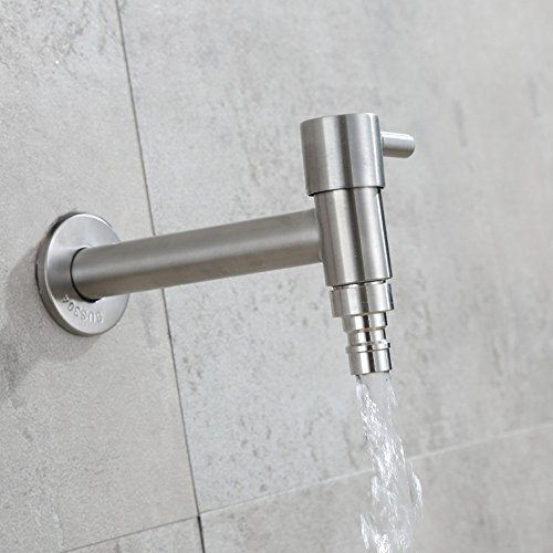 Grifo largo de acero inoxidable montado en la pared de agua fría fregona grifos de piscina lavadora grifos de jardín