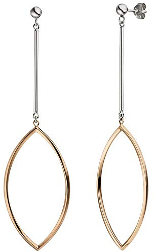 Jobo Damen-Ohrringe lang hängend aus 925 Sterling Silber Bicolor vergoldet
